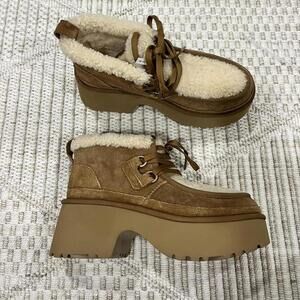 UGG Classic New Heights Lace Up Shearling Boots